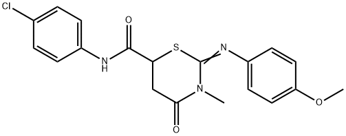 N-(4-chlorophenyl)-2-[(4-methoxyphenyl)imino]-3-methyl-4-oxo-1,3-thiazinane-6-carboxamide Struktur