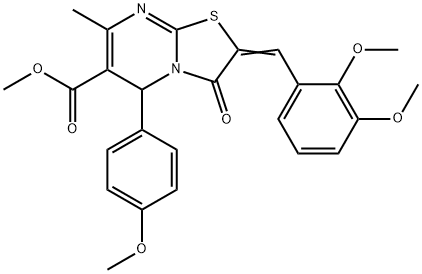 methyl 2-(2,3-dimethoxybenzylidene)-5-(4-methoxyphenyl)-7-methyl-3-oxo-2,3-dihydro-5H-[1,3]thiazolo[3,2-a]pyrimidine-6-carboxylate Struktur