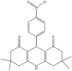 9-{4-nitrophenyl}-3,3,6,6-tetramethyl-3,4,6,7,9,10-hexahydro-1,8(2H,5H)-acridinedione Struktur