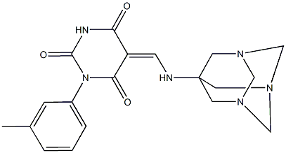 1-(3-methylphenyl)-5-[(1,3,5-triazatricyclo[3.3.1.1~3,7~]dec-7-ylamino)methylene]-2,4,6(1H,3H,5H)-pyrimidinetrione Struktur