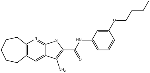 3-amino-N-(3-butoxyphenyl)-6,7,8,9-tetrahydro-5H-cyclohepta[b]thieno[3,2-e]pyridine-2-carboxamide Struktur