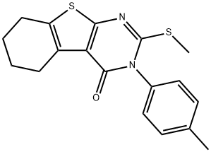 3-(4-methylphenyl)-2-(methylsulfanyl)-5,6,7,8-tetrahydro[1]benzothieno[2,3-d]pyrimidin-4(3H)-one Struktur