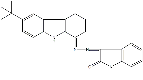 1-methyl-1H-indole-2,3-dione 3-[(6-tert-butyl-2,3,4,9-tetrahydro-1H-carbazol-1-ylidene)hydrazone] Struktur