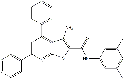 3-amino-N-(3,5-dimethylphenyl)-4,6-diphenylthieno[2,3-b]pyridine-2-carboxamide Struktur