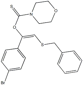 O-[2-(benzylsulfanyl)-1-(4-bromophenyl)vinyl] 4-morpholinecarbothioate Struktur