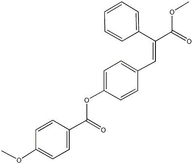 4-(3-methoxy-3-oxo-2-phenyl-1-propenyl)phenyl 4-methoxybenzoate Struktur