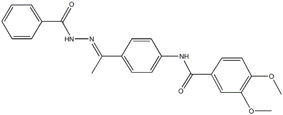 N-[4-(N-benzoylethanehydrazonoyl)phenyl]-3,4-dimethoxybenzamide Struktur