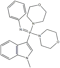 3-[di(4-morpholinyl)(phenyl)phosphorimidoyl]-1-methyl-1H-indole Struktur