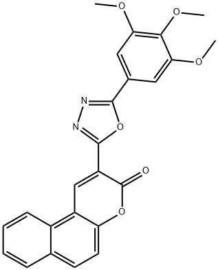 2-{5-[3,4,5-tris(methyloxy)phenyl]-1,3,4-oxadiazol-2-yl}-3H-benzo[f]chromen-3-one Struktur