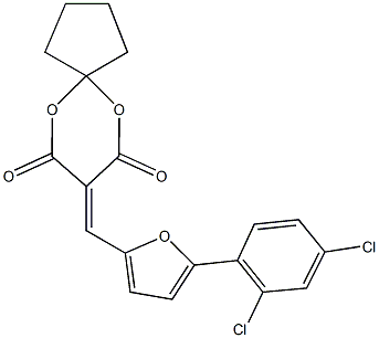 8-{[5-(2,4-dichlorophenyl)furan-2-yl]methylidene}-6,10-dioxaspiro[4.5]decane-7,9-dione Struktur