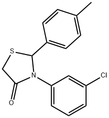 3-(3-chlorophenyl)-2-(4-methylphenyl)-1,3-thiazolidin-4-one Struktur