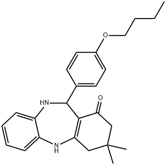 11-(4-butoxyphenyl)-3,3-dimethyl-2,3,4,5,10,11-hexahydro-1H-dibenzo[b,e][1,4]diazepin-1-one Struktur