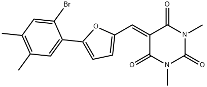 5-{[5-(2-bromo-4,5-dimethylphenyl)-2-furyl]methylene}-1,3-dimethyl-2,4,6(1H,3H,5H)-pyrimidinetrione Struktur