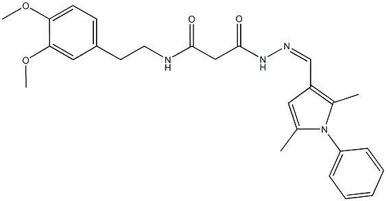 N-[2-(3,4-dimethoxyphenyl)ethyl]-3-{2-[(2,5-dimethyl-1-phenyl-1H-pyrrol-3-yl)methylene]hydrazino}-3-oxopropanamide Struktur