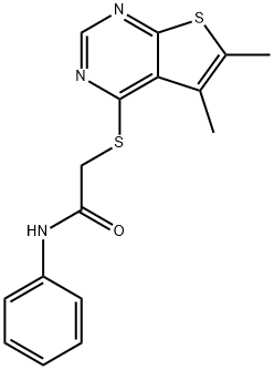 2-[(5,6-dimethylthieno[2,3-d]pyrimidin-4-yl)sulfanyl]-N-phenylacetamide Struktur