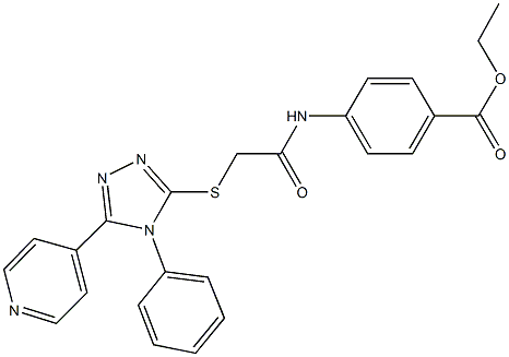 ethyl 4-[({[4-phenyl-5-(4-pyridinyl)-4H-1,2,4-triazol-3-yl]sulfanyl}acetyl)amino]benzoate Struktur