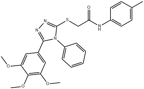 N-(4-methylphenyl)-2-{[4-phenyl-5-(3,4,5-trimethoxyphenyl)-4H-1,2,4-triazol-3-yl]sulfanyl}acetamide Struktur