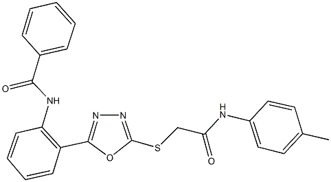 N-{2-[5-({2-[(4-methylphenyl)amino]-2-oxoethyl}sulfanyl)-1,3,4-oxadiazol-2-yl]phenyl}benzamide Struktur