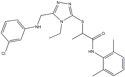 2-[(5-{[(3-chlorophenyl)amino]methyl}-4-ethyl-4H-1,2,4-triazol-3-yl)sulfanyl]-N-(2,6-dimethylphenyl)propanamide Struktur