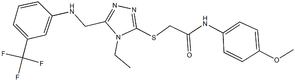 2-[(4-ethyl-5-{[3-(trifluoromethyl)anilino]methyl}-4H-1,2,4-triazol-3-yl)sulfanyl]-N-(4-methoxyphenyl)acetamide Struktur