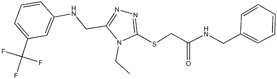 N-benzyl-2-[(4-ethyl-5-{[3-(trifluoromethyl)anilino]methyl}-4H-1,2,4-triazol-3-yl)sulfanyl]acetamide Struktur