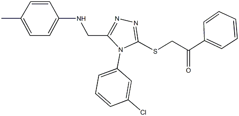 2-{[4-(3-chlorophenyl)-5-(4-toluidinomethyl)-4H-1,2,4-triazol-3-yl]sulfanyl}-1-phenylethanone Struktur