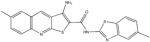 3-amino-6-methyl-N-(5-methyl-1,3-benzothiazol-2-yl)thieno[2,3-b]quinoline-2-carboxamide Struktur