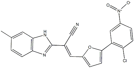 3-(5-{2-chloro-5-nitrophenyl}-2-furyl)-2-(6-methyl-1H-benzimidazol-2-yl)acrylonitrile Struktur