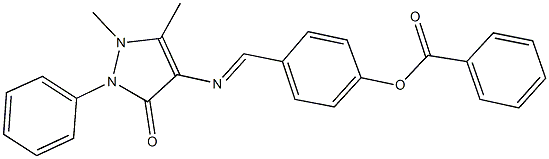 4-{[(1,5-dimethyl-3-oxo-2-phenyl-2,3-dihydro-1H-pyrazol-4-yl)imino]methyl}phenyl benzoate Struktur