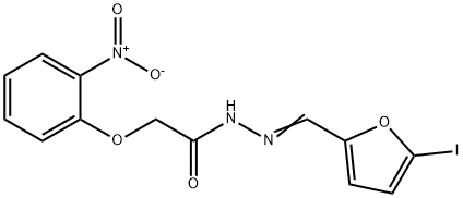 2-{2-nitrophenoxy}-N'-[(5-iodo-2-furyl)methylene]acetohydrazide Struktur