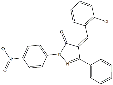 4-(2-chlorobenzylidene)-2-{4-nitrophenyl}-5-phenyl-2,4-dihydro-3H-pyrazol-3-one Struktur