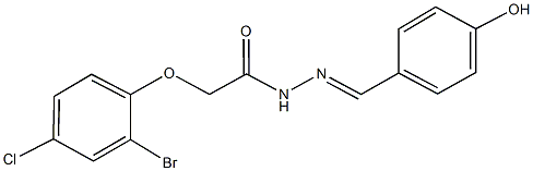 2-(2-bromo-4-chlorophenoxy)-N'-(4-hydroxybenzylidene)acetohydrazide Struktur