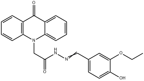 N'-(3-ethoxy-4-hydroxybenzylidene)-2-(9-oxo-10(9H)-acridinyl)acetohydrazide Struktur