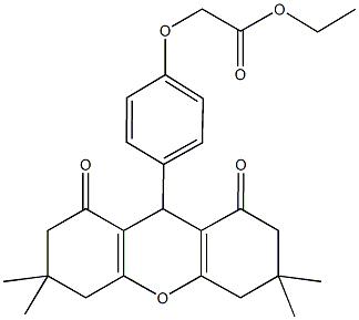 ethyl [4-(3,3,6,6-tetramethyl-1,8-dioxo-2,3,4,5,6,7,8,9-octahydro-1H-xanthen-9-yl)phenoxy]acetate Struktur