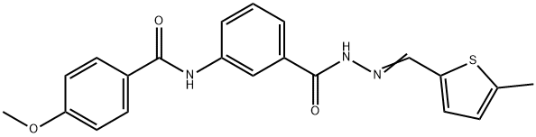 4-methoxy-N-[3-({2-[(5-methyl-2-thienyl)methylene]hydrazino}carbonyl)phenyl]benzamide Struktur