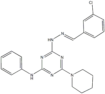 3-chlorobenzaldehyde [4-anilino-6-(1-piperidinyl)-1,3,5-triazin-2-yl]hydrazone Struktur