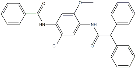 N-{2-chloro-4-[(diphenylacetyl)amino]-5-methoxyphenyl}benzamide Struktur