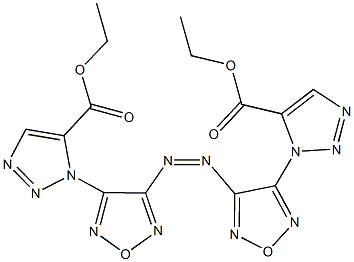 ethyl 1-[4-({4-[5-(ethoxycarbonyl)-1H-1,2,3-triazol-1-yl]-1,2,5-oxadiazol-3-yl}diazenyl)-1,2,5-oxadiazol-3-yl]-1H-1,2,3-triazole-5-carboxylate Struktur