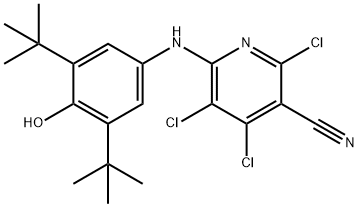 2,4,5-trichloro-6-(3,5-ditert-butyl-4-hydroxyanilino)nicotinonitrile Struktur