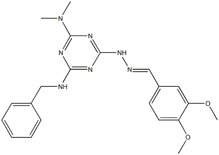 3,4-dimethoxybenzaldehyde [4-(benzylamino)-6-(dimethylamino)-1,3,5-triazin-2-yl]hydrazone Struktur