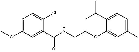 2-chloro-N-[2-(2-isopropyl-5-methylphenoxy)ethyl]-5-(methylsulfanyl)benzamide Struktur