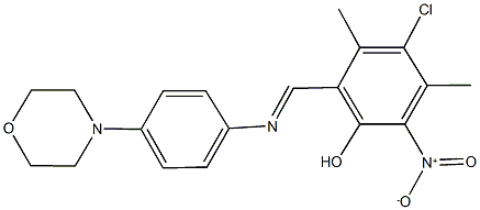 4-chloro-2-nitro-3,5-dimethyl-6-({[4-(4-morpholinyl)phenyl]imino}methyl)phenol Struktur