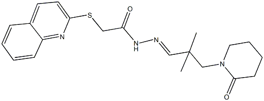 N'-[2,2-dimethyl-3-(2-oxo-1-piperidinyl)propylidene]-2-(2-quinolinylsulfanyl)acetohydrazide Struktur