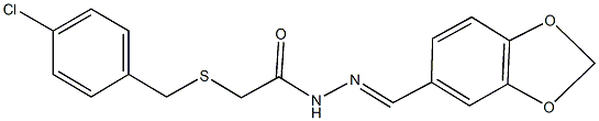 N'-(1,3-benzodioxol-5-ylmethylene)-2-[(4-chlorobenzyl)sulfanyl]acetohydrazide Struktur