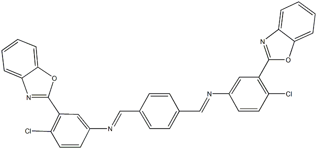 3-(1,3-benzoxazol-2-yl)-N-[4-({[3-(1,3-benzoxazol-2-yl)-4-chlorophenyl]imino}methyl)benzylidene]-4-chloroaniline Struktur