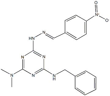 4-nitrobenzaldehyde [4-(benzylamino)-6-(dimethylamino)-1,3,5-triazin-2-yl]hydrazone Struktur