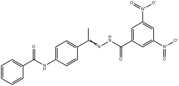 N-[4-(N-{3,5-bisnitrobenzoyl}ethanehydrazonoyl)phenyl]benzamide Struktur