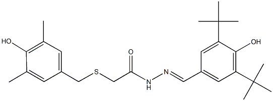 N'-(3,5-ditert-butyl-4-hydroxybenzylidene)-2-[(4-hydroxy-3,5-dimethylbenzyl)sulfanyl]acetohydrazide Struktur