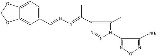 1,3-benzodioxole-5-carbaldehyde {1-[1-(4-amino-1,2,5-oxadiazol-3-yl)-5-methyl-1H-1,2,3-triazol-4-yl]ethylidene}hydrazone Struktur