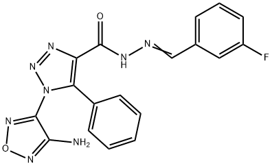 1-(4-amino-1,2,5-oxadiazol-3-yl)-N'-(3-fluorobenzylidene)-5-phenyl-1H-1,2,3-triazole-4-carbohydrazide Struktur